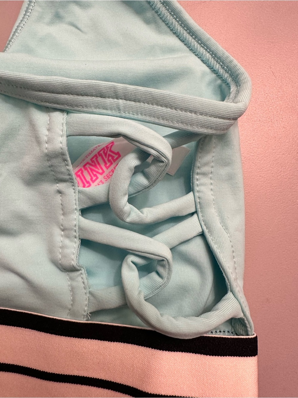 PINK Victoria's Secret Aqua Sports Bralette with Striped Elastic Band - Picture 7 of 7